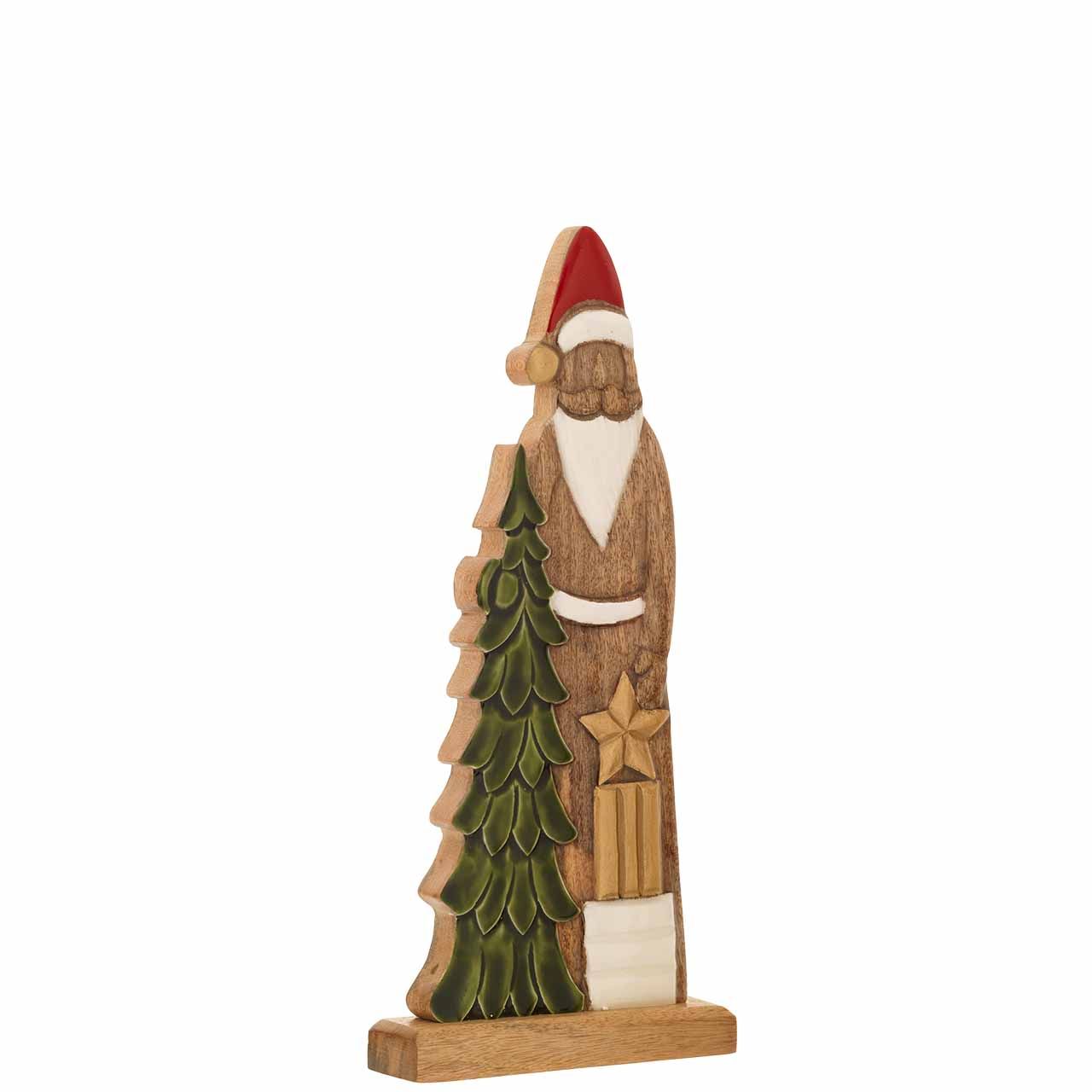 BABBO NATALE STILIZZATO IN LEGNO DI MANGO E SMALTO H. 40